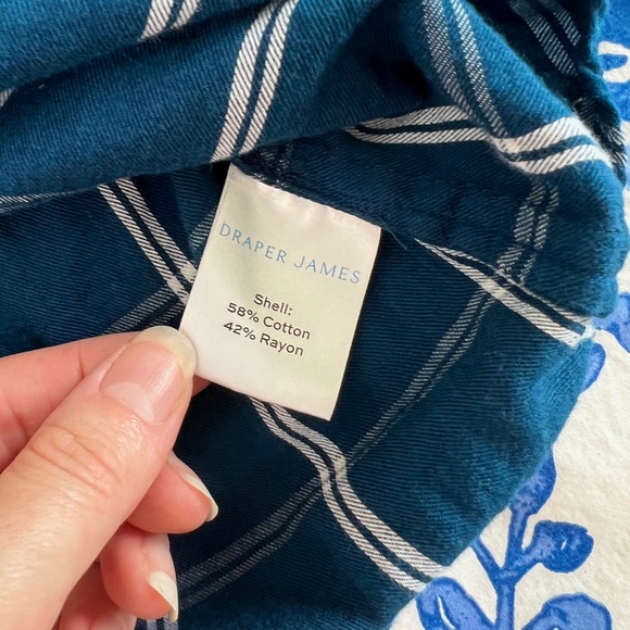 Women's Draper James Blue and White Window Pane Flannel Size 4 - Picture 11 of 14